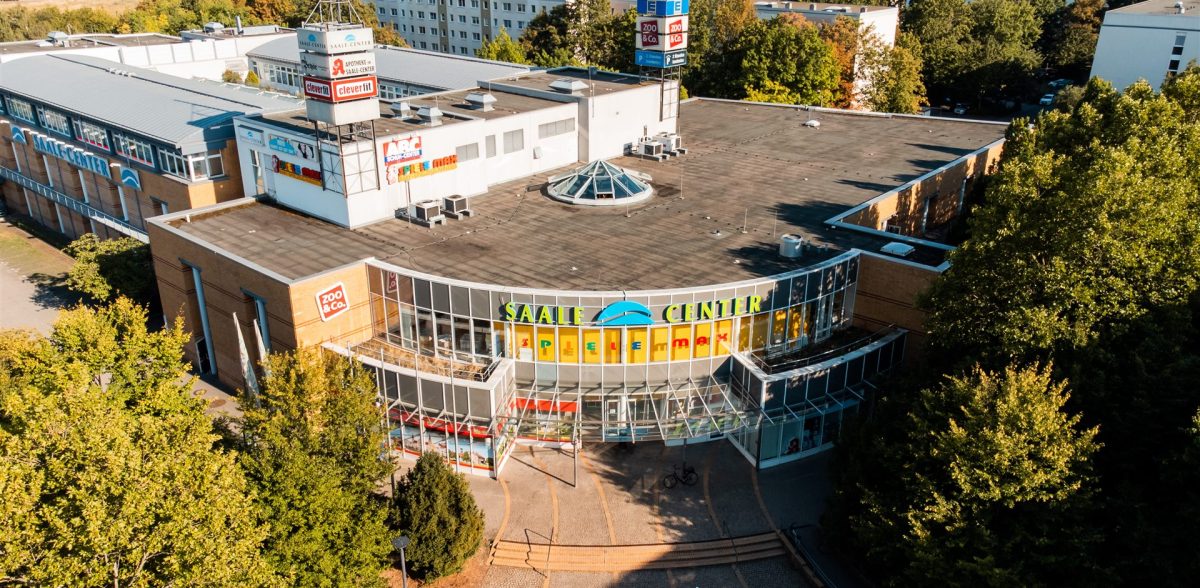 slider_Luftbild des Saale-Centers in Halle (Saale)